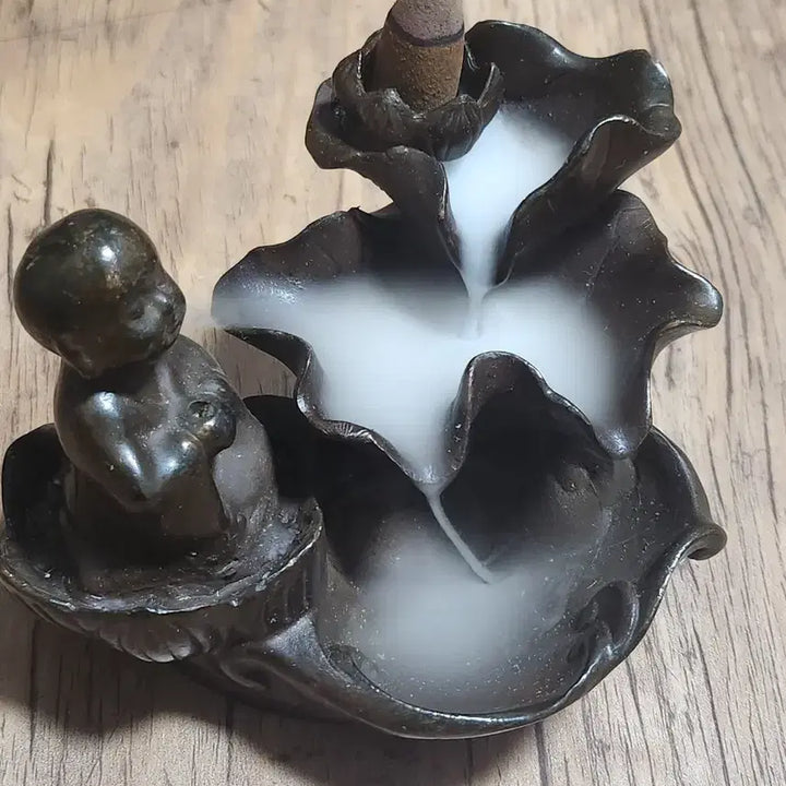 [BUNJANG] Bronze Lotus Incense Holder with Waterfall Incense Cones / 청동 동자연꽂 폭포향 연기가 폭포처럼흘러내려요
