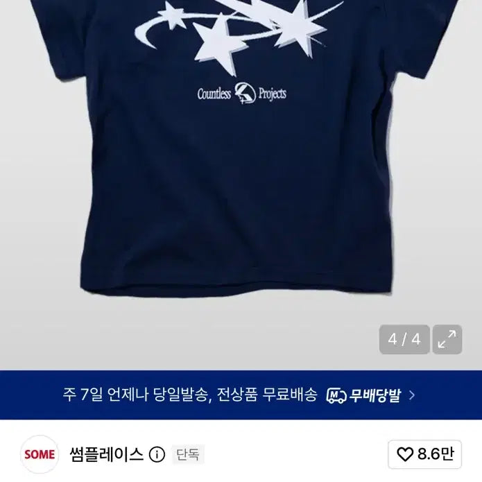 [BUNJANG] Someplace Cropped Short Sleeve T-Shirt Navy / (정가32,000)썸플레이스 크롭 반팔 티셔츠 네이비