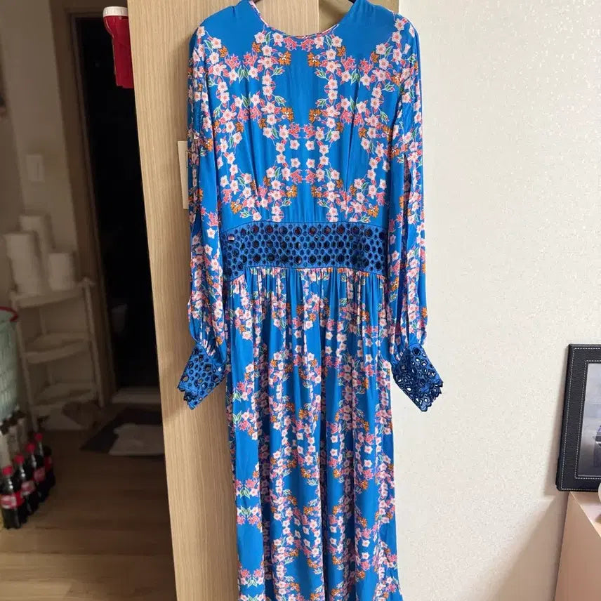 [BUNJANG] Sandro Blue Floral Chiffon Long Dress / (정품)Sandro 롱 원피스(55)거의 새상품