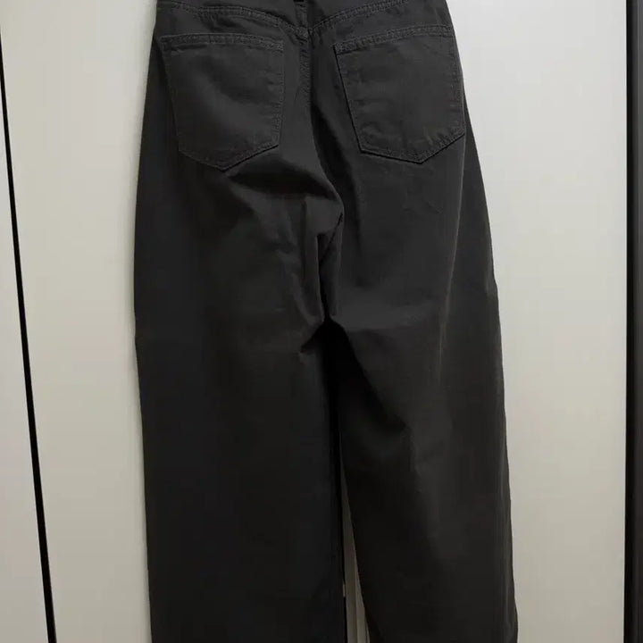[BUNJANG] Slowmood Wide Pintuck Denim Pants Charcoal S (Short) / 슬로우무드 와이드 핀턱 데님 팬츠 차콜 s (숏버전)