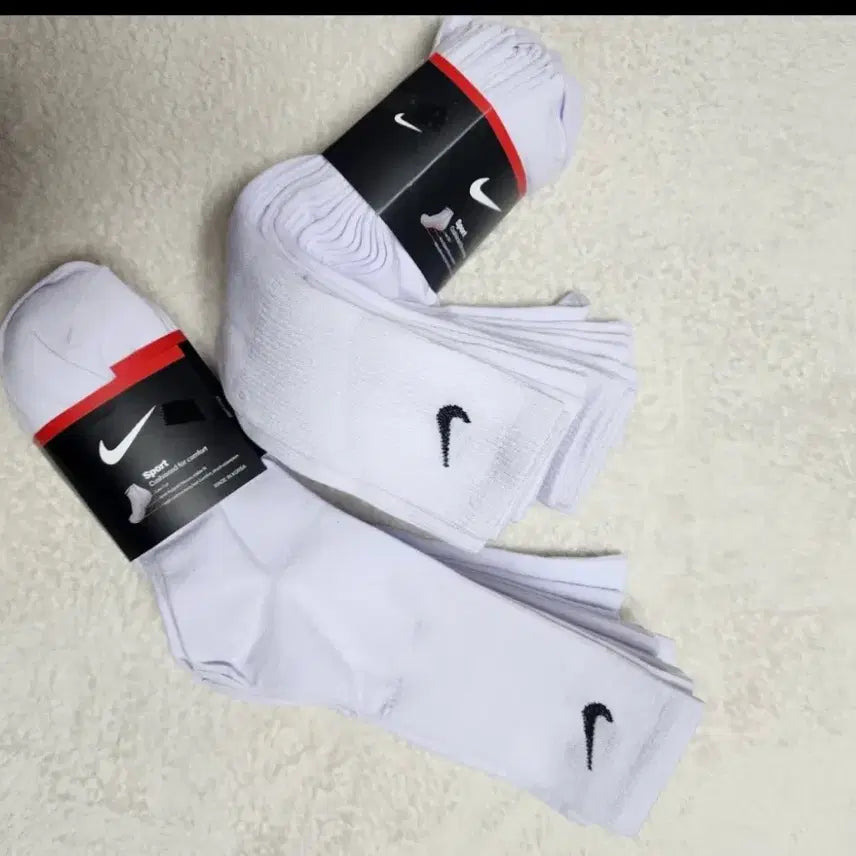 [BUNJANG] Nike Sports Long Socks (10 Pairs) / 나이키 스포츠 양말 흰색 10컬레 장목