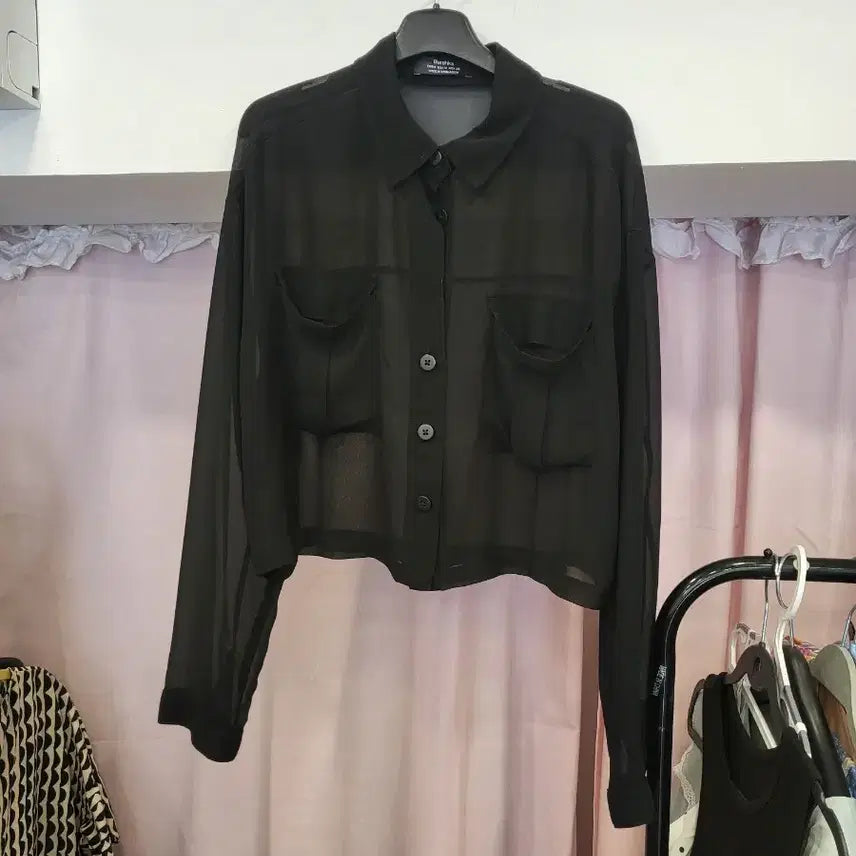 [SOLD OUT] 버쉬카 시스루 셔츠 검정