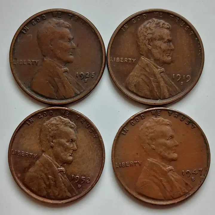 [BUNJANG] Early Lincoln Cent Collection - 4 Coins - Excellent Condition / 초창기 링컨 센트 상태우수 4개 일괄