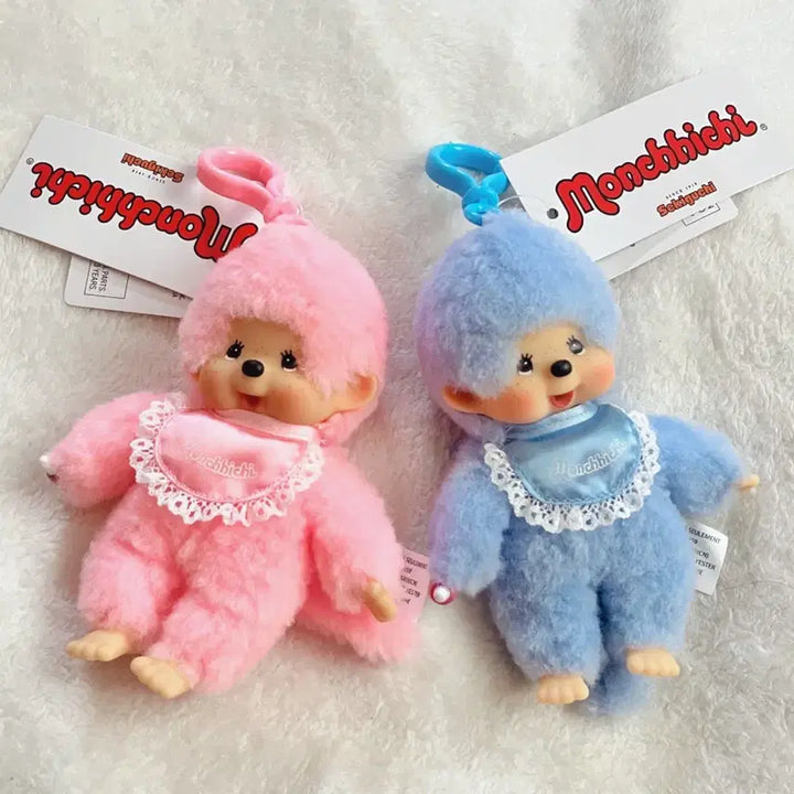 [BUNJANG] European Monchhichi Plush Set - Blue &amp; Pink / 유럽 뽀글이몬치치 블루,핑크