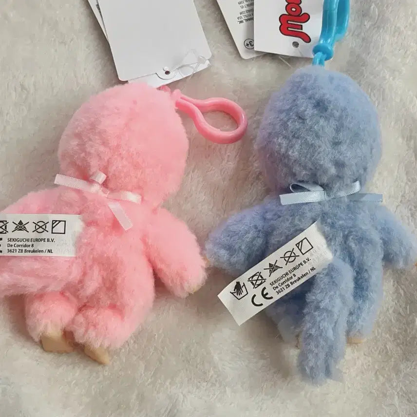 [BUNJANG] European Monchhichi Plush Set - Blue &amp; Pink / 유럽 뽀글이몬치치 블루,핑크