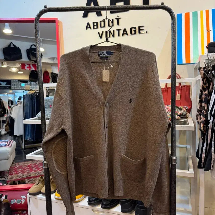 [BUNJANG] Polo Ralph Lauren Elbow Custom Lambswool Knit Cardigan Size 100 / 폴로 랄프로렌 엘보우 커스텀 램스울 니트 가디건 100