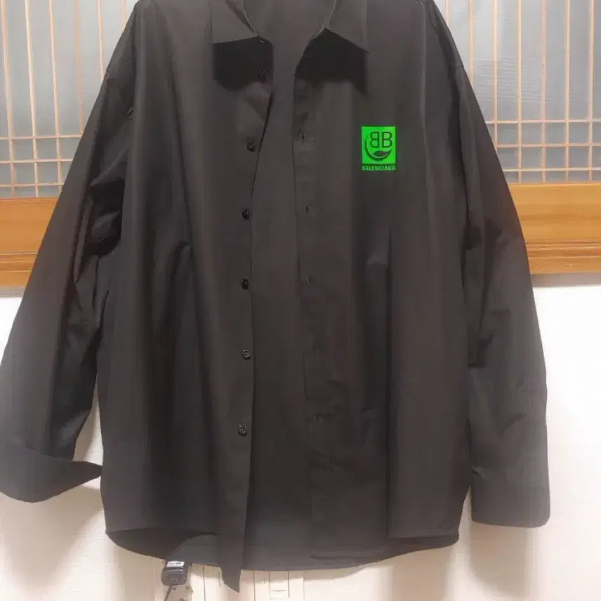 [BUNJANG] Balenciaga BB Logo Shirt Jacket Black / 발렌시아가 BB 로고 셔츠자켓 블랙