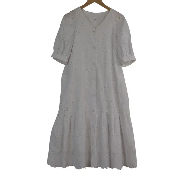 [BUNJANG] EUDON CHOI Embroidered Lace Long Dress / EUDON CHOI 화이트 자수 레이스 원피스 55 펀칭 롱원피스