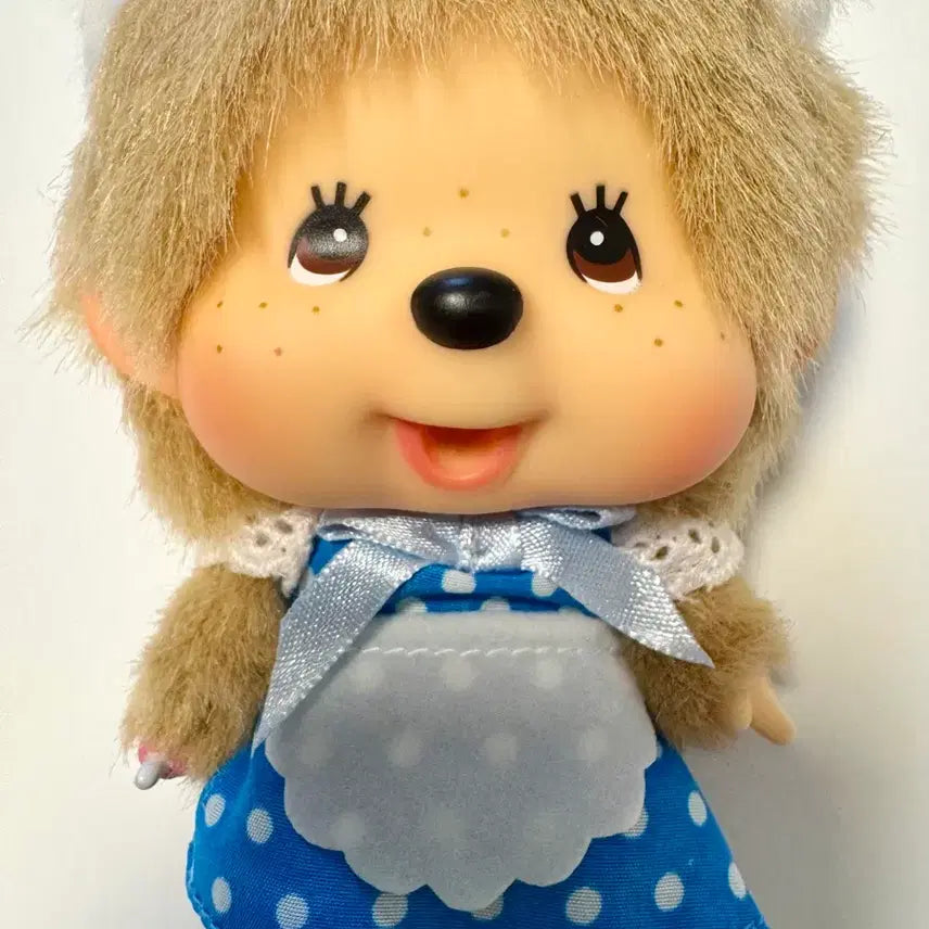 [BUNJANG] Monchhichi Big Head Monchhichi Maid Outfit / 몬치치 대두치치 블루도트 메이드복장