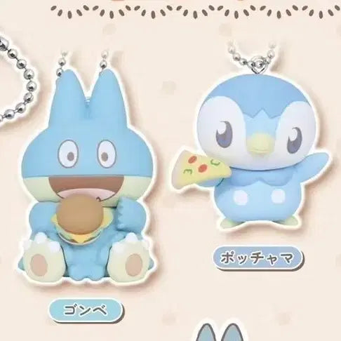 [BUNJANG] Pokemon Dinner Mascot Keyring Piplup Bundle Set / 포켓몬 디너 마스코트 키링 먹고자 팽도리 가챠 2종 일괄