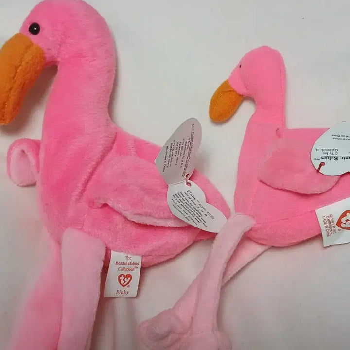 [BUNJANG] Ty Pinky Flamingo Plush Bundle Set (19cm &amp; 25cm) / (1995) 빈티지 Ty 핑키 플라밍고 인형 2개 일괄