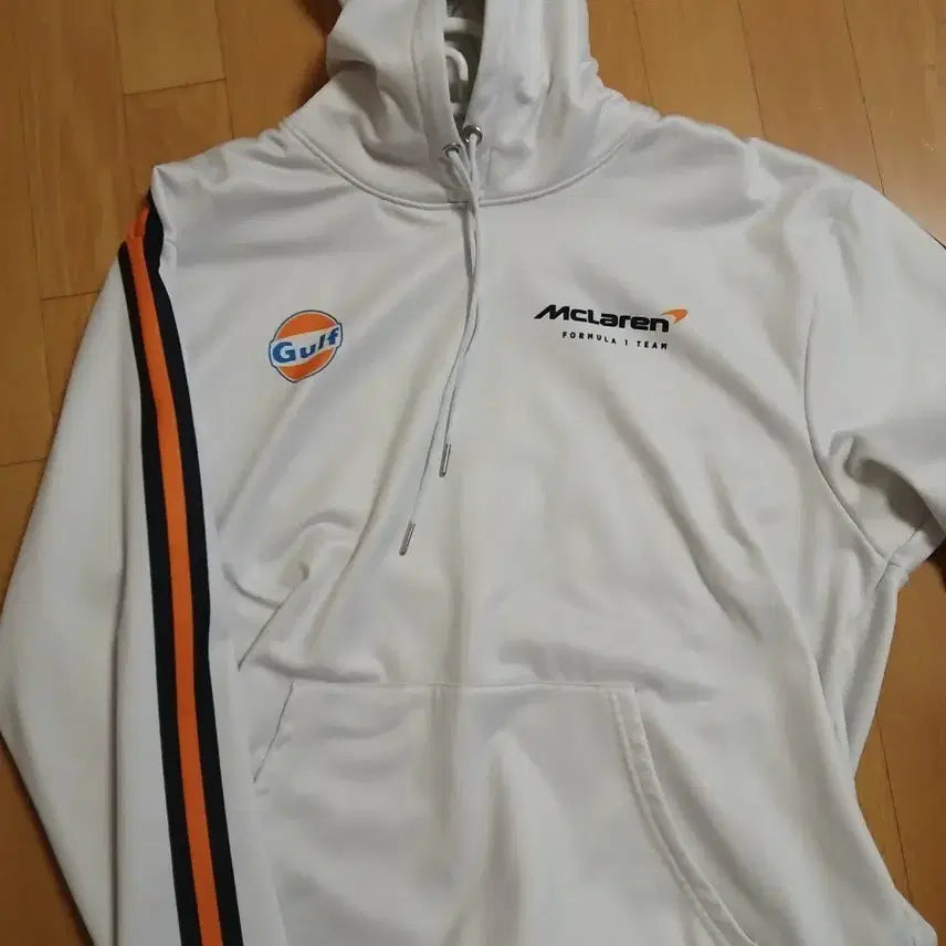 [BUNJANG] McLaren X Gulf F1 Official Collaboration Track Hoodie (Snow White, XL) / [한정판/단종] 맥라렌 X 걸프 F1 공식 콜라보 트랙 후드티 판매합니다