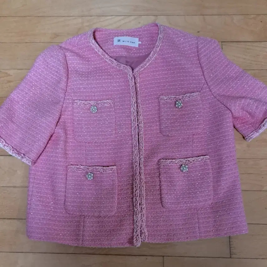 [BUNJANG] It Michaa Pink Tweed Jacket (Size 66-77) / 잇미샤 트위드자켓66~77