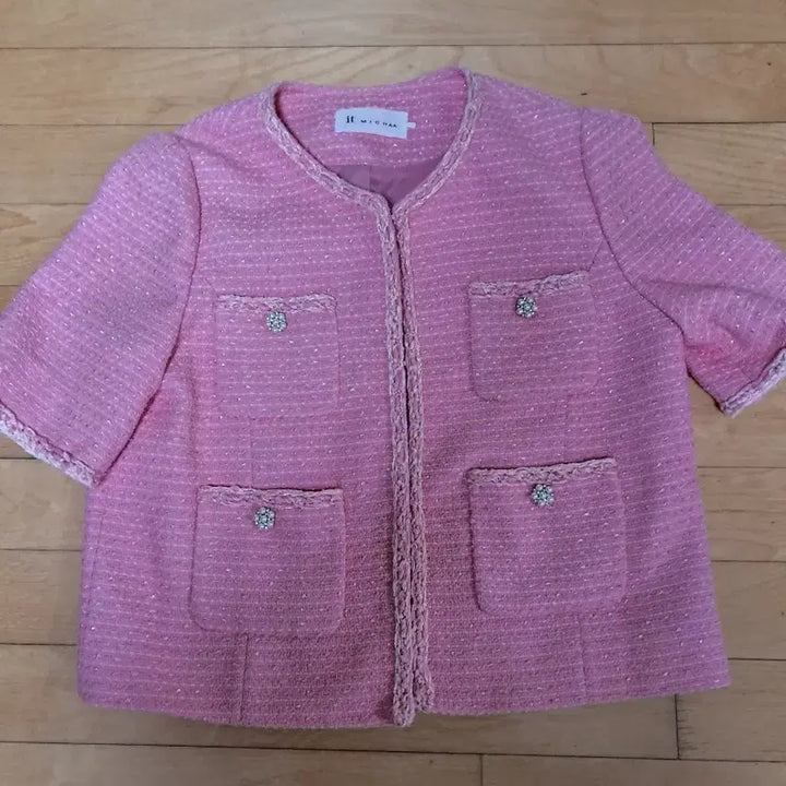 [BUNJANG] It Michaa Pink Tweed Jacket (Size 66-77) / 잇미샤 트위드자켓66~77