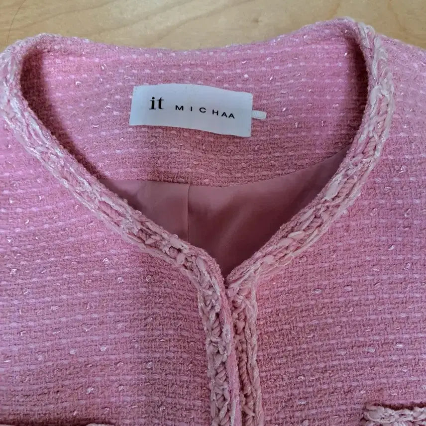[BUNJANG] It Michaa Pink Tweed Jacket (Size 66-77) / 잇미샤 트위드자켓66~77