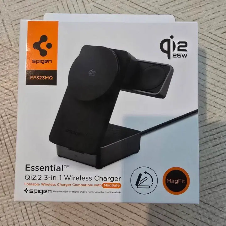 [BUNJANG] Spigen Qi2.2 3-in-1 Wireless Charger EF323MQ Black / 슈피겐 Qi2.2 3-in-1 무선 충전기 EF323MQ 블랙