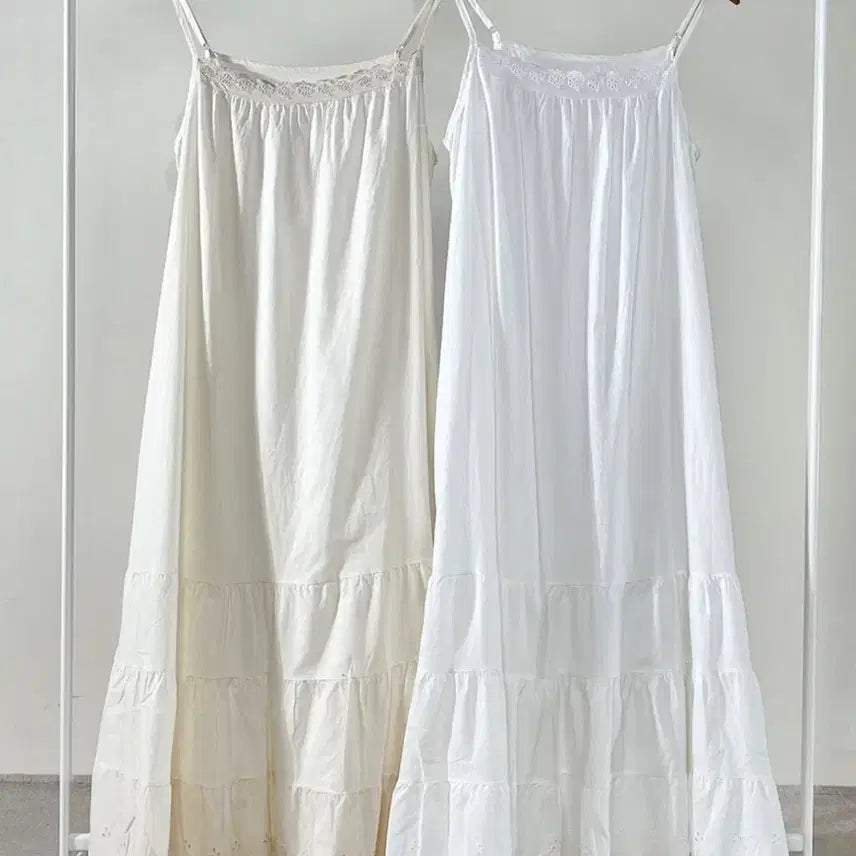 [BUNJANG] Abigail Ivory Lace Long Dress / 모리걸 레이어드 레이스 아이보리 컬러 원피스