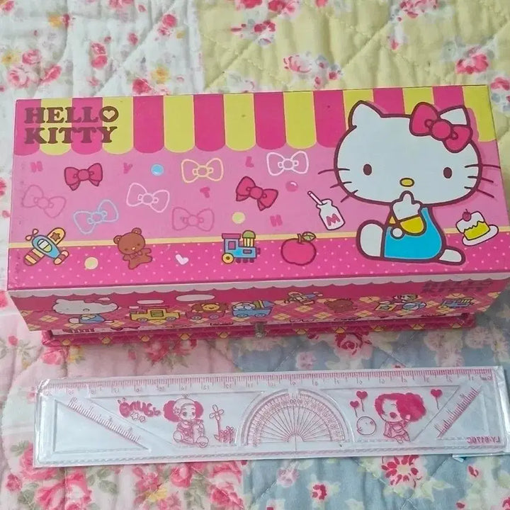 [BUNJANG] Rare Vintage Sanrio Hello Kitty 3-Tier Pencil Case Storage Box / 레어 고전  빈티지 산리오 키티 헬로키티 3단  필통  수납함