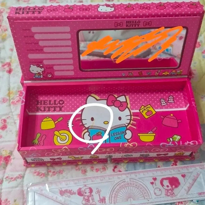 [BUNJANG] Rare Vintage Sanrio Hello Kitty 3-Tier Pencil Case Storage Box / 레어 고전  빈티지 산리오 키티 헬로키티 3단  필통  수납함