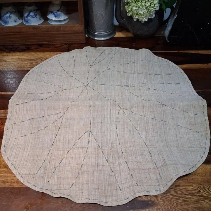 [BUNJANG] Hand-Stitched Ramie Lotus Leaf Shaped Mat (54cm) / 생모시 손바느질  다보 54센티 차자리 매트)
