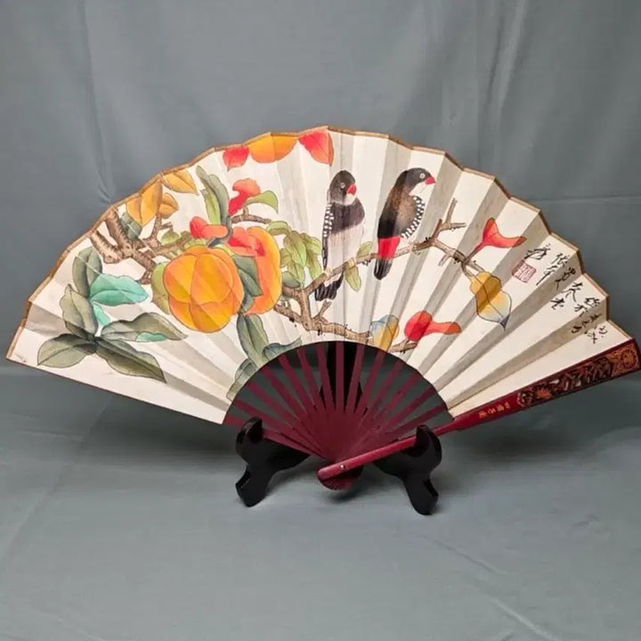 [BUNJANG] Zhang Daqian Bird and Flower Painting Folding Fan / 장대천 명의 화조도 접선 부채 중국골동품 고미술품 수집품 고화 그림