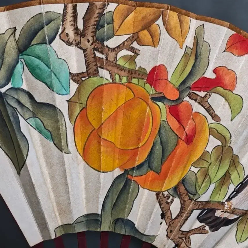 [BUNJANG] Zhang Daqian Bird and Flower Painting Folding Fan / 장대천 명의 화조도 접선 부채 중국골동품 고미술품 수집품 고화 그림