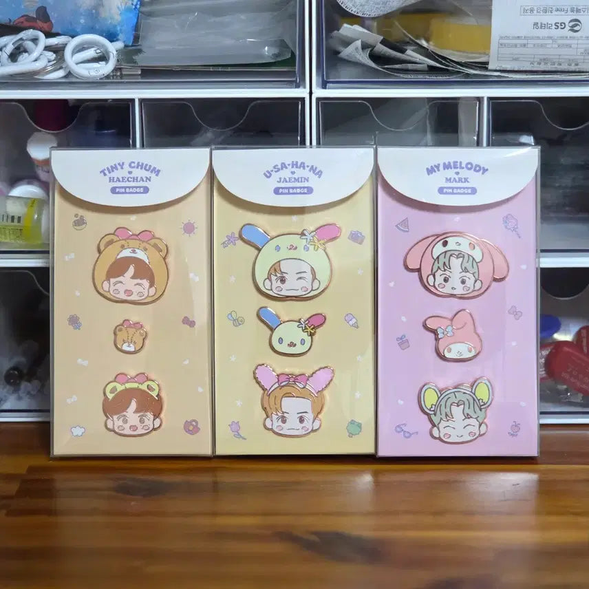 [BUNJANG] NCT x Sanrio Collaboration Character Badge Set (Haechan, Jaemin, Mark) / NCT X 산리오 콜라보 캐릭터 뱃지 3개 일괄(해찬, 재민, 마크)