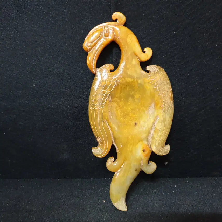 [BUNJANG] Excavated Spring and Autumn Period Jade Inkstone with Phoenix Carving / (수원만물)출토 춘추시기 화전옥 봉황 벼루