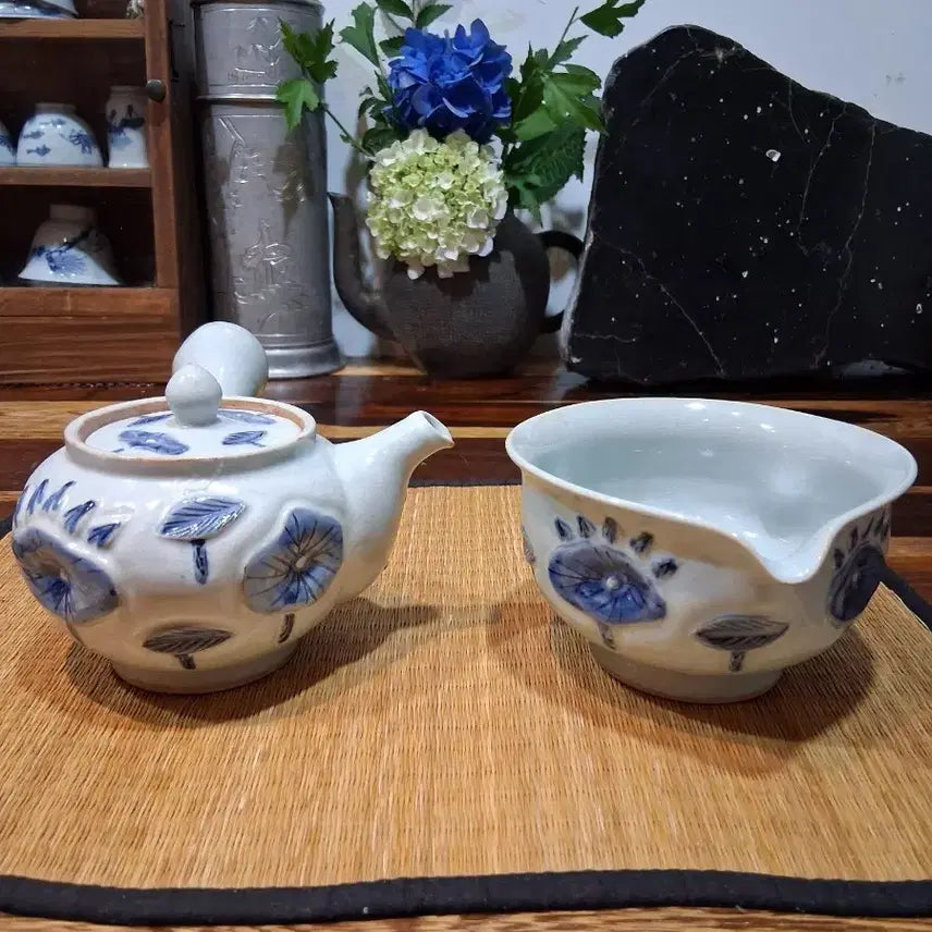 [BUNJANG] Seok Kwang-soo Celadon Porcelain Teapot and Server Set / 무형문화재 서광수 청화백자 다관과 숙우