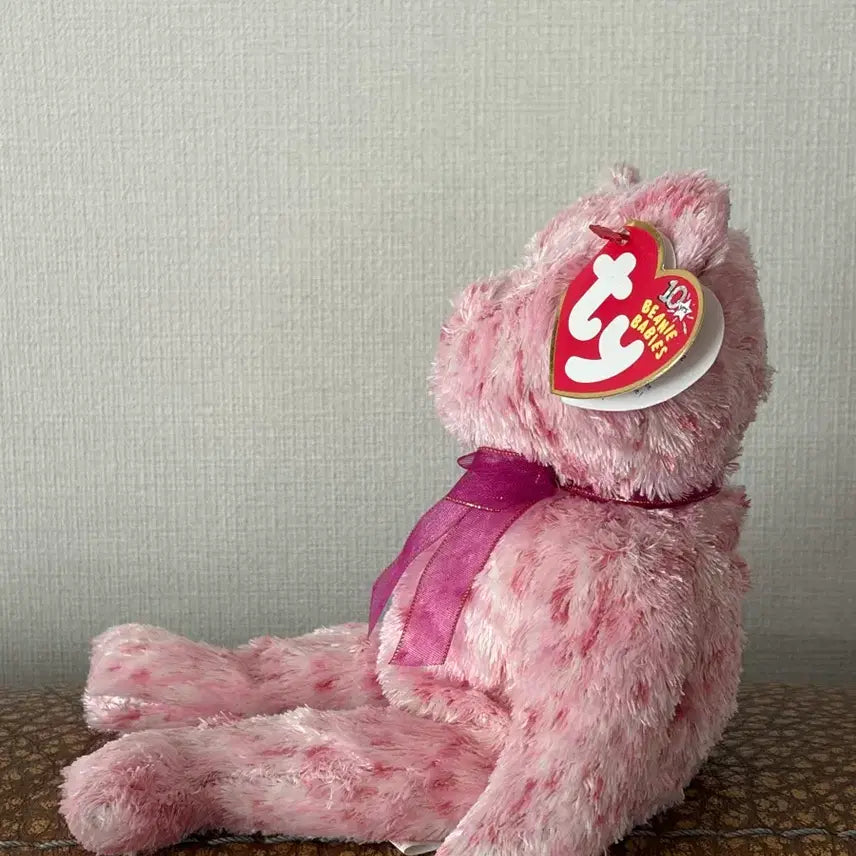 [BUNJANG] TY Bear Pink Heartcoat Vintage Doll / [고전] ty 티와이 베어 빈티지 인형 핑크 하트코