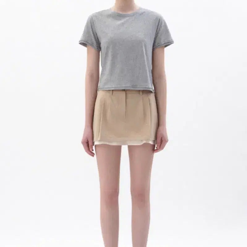 [BUNJANG] Slub Edge Raw T-Shirt - Melange Grey / 슬럽 엣지 로우 티셔츠