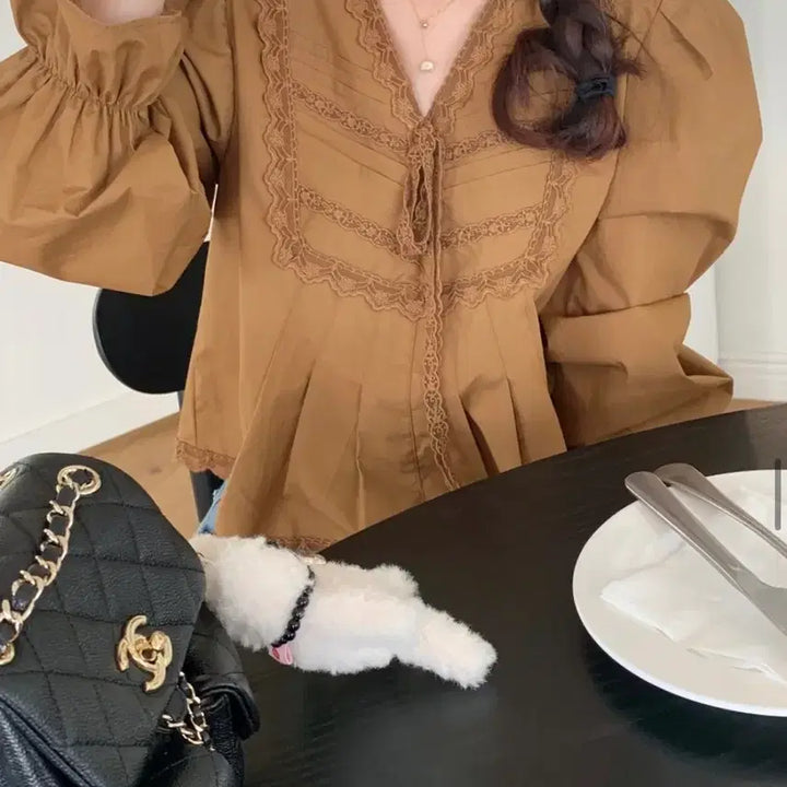 [BUNJANG] Bysini Melio Blouse Brown / 바이씨니 제작 멜리오 블라우스 브라운