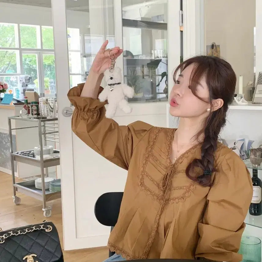 [BUNJANG] Bysini Melio Blouse Brown / 바이씨니 제작 멜리오 블라우스 브라운