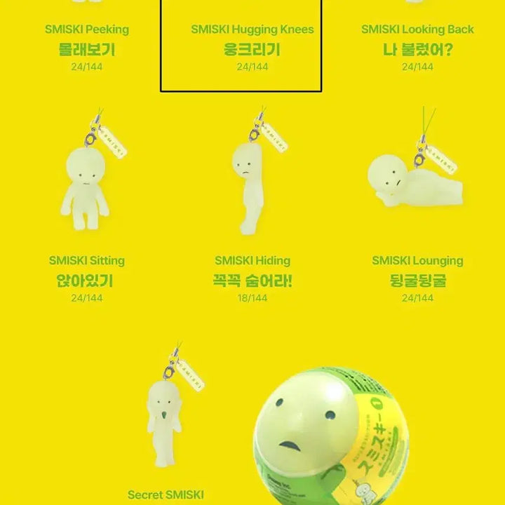 [BUNJANG] Smiski 1st Series Crouching Figure Keychain Strap / 스미스키 키링 스트랩 1탄 웅크리기