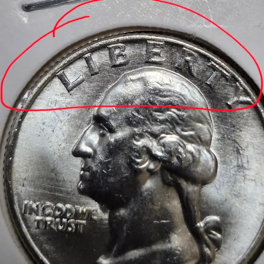 [BUNJANG] 1964-D US Silver Quarter Dollar Coin - Double Rim, RPM Error / 1964년 D발행 쿼터 달러 은화90%  더블 림. RPM에러