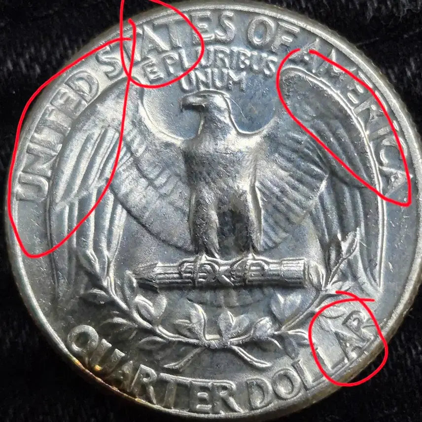[BUNJANG] 1964 US Quarter Dollar Silver Coin - 90% Silver, Off-Center Error, Double Rim / 1964년P 발행 쿼터달러. 은화90%오프 센터 안압에러  더블림