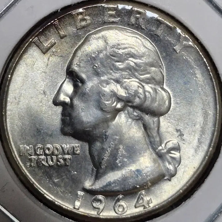 [BUNJANG] 1964 US Quarter Dollar Silver Coin - 90% Silver, Off-Center Error, Double Rim / 1964년P 발행 쿼터달러. 은화90%오프 센터 안압에러  더블림