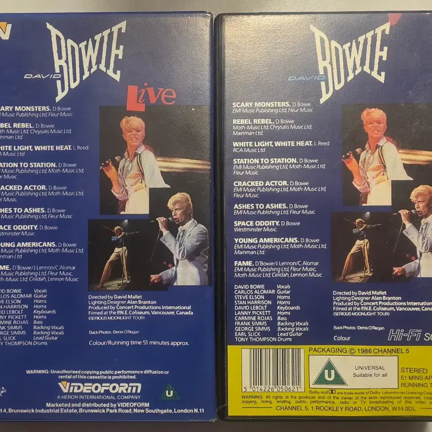 [BUNJANG] David Bowie Live VHS Set (2 Types) / 데이빗 보위 라이브 VHS 2종 David Bowie 데이빗보위 데이비드