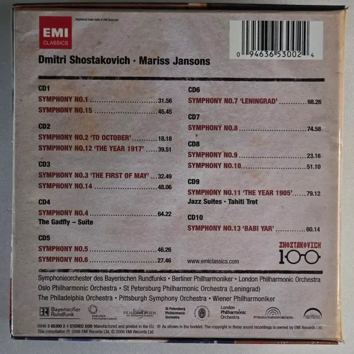 [BUNJANG] Mariss Jansons Shostakovich Complete Symphonies 10CD Box Set (EMI) / 마리스 얀손스- 쇼스타코비치 교향곡 전집10CD Box (EMI)