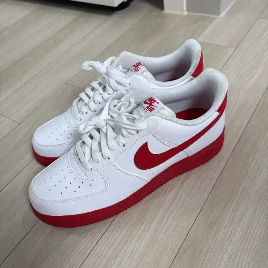 [BUNJANG] Nike Air Force 1 White University Red Shoes / 나이키에어포스 1 화이트 유니버시티레드