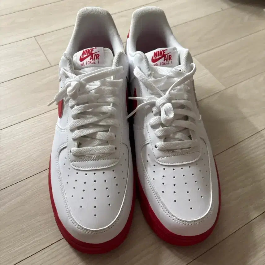 [BUNJANG] Nike Air Force 1 White University Red Shoes / 나이키에어포스 1 화이트 유니버시티레드
