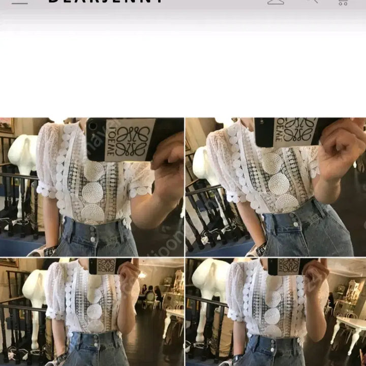 [BUNJANG] Sheer White Blouse with Punching Detail / 시스루 블라우스 여성 화이트 블라우스 펀칭블라우스