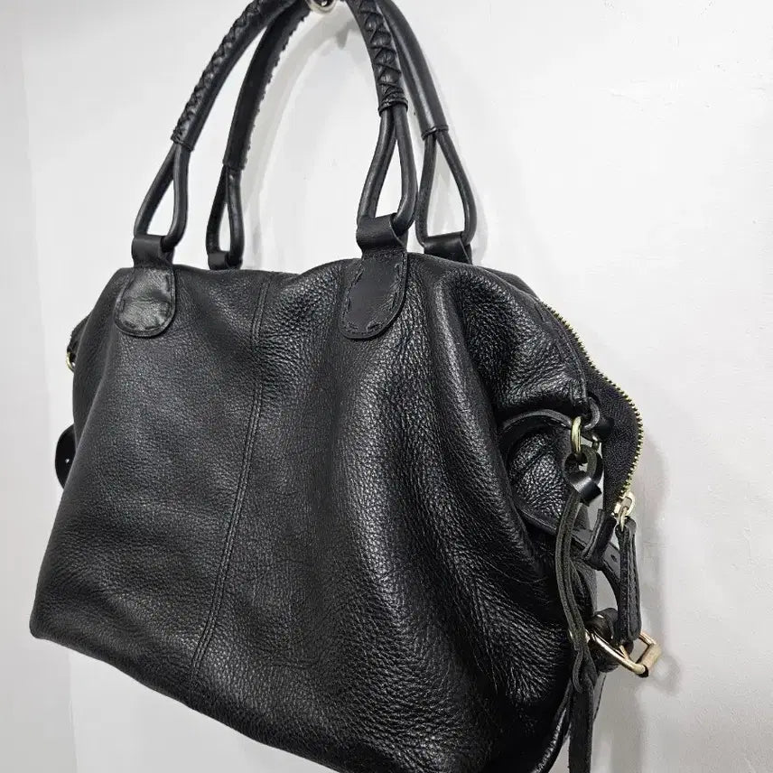 [BUNJANG] Black Leather Tote Bag / 소가죽 토드백 블랙