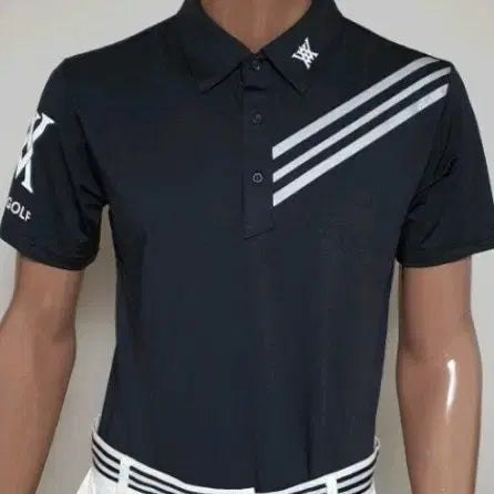 [BUNJANG] Black &amp; White Golf Short Sleeve Polo Shirt / 블랙앤화이트 골프 반팔 카라티