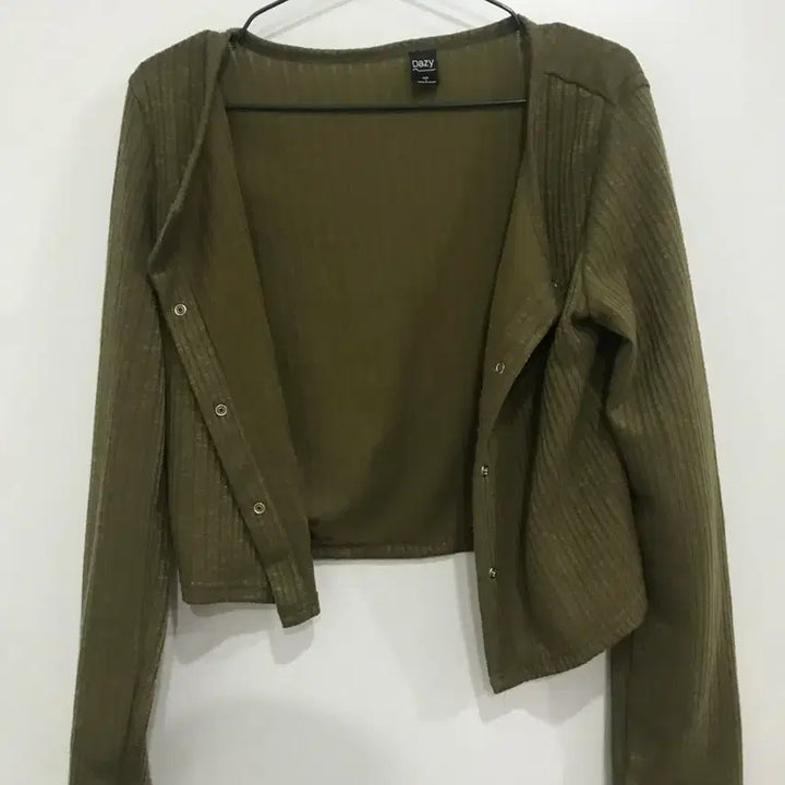 [BUNJANG] Green Ribbed Long Sleeve Cardigan / 그린 골지 긴팔 가디건