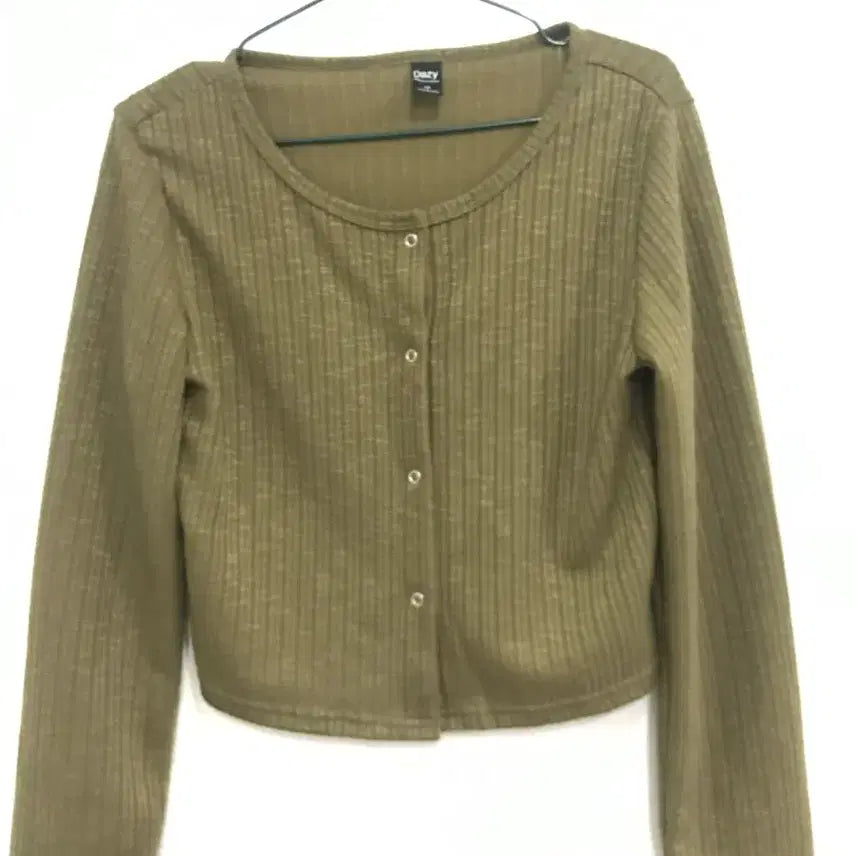 [BUNJANG] Green Ribbed Long Sleeve Cardigan / 그린 골지 긴팔 가디건