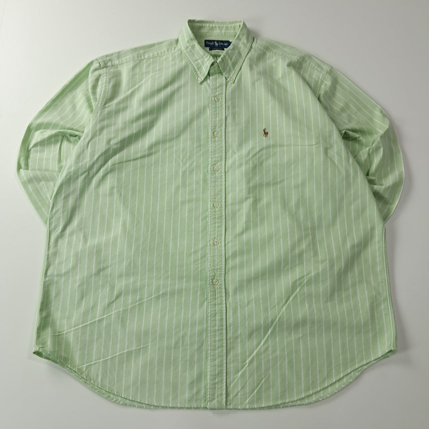 [SOLD OUT] CJ609 2XL 폴로 빅사이즈 90s 그린애플 스트라이프 셔츠 남방