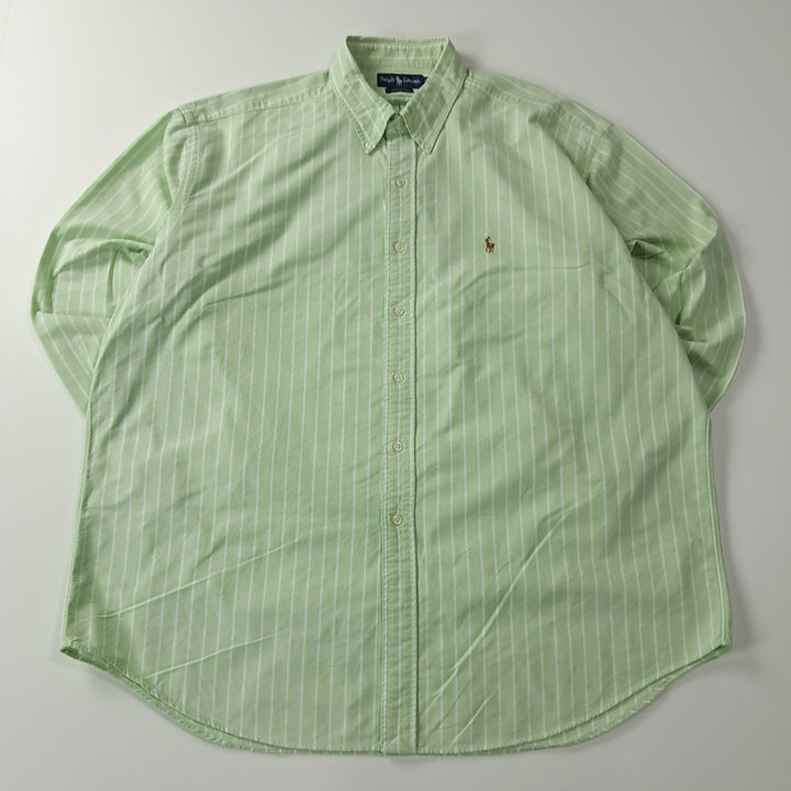 [SOLD OUT] CJ609 2XL 폴로 빅사이즈 90s 그린애플 스트라이프 셔츠 남방