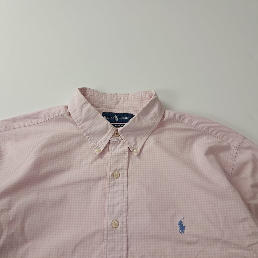 [SOLD OUT] CJ610 3XL 폴로 베이비핑크 마이크로체크 셔츠 남방
