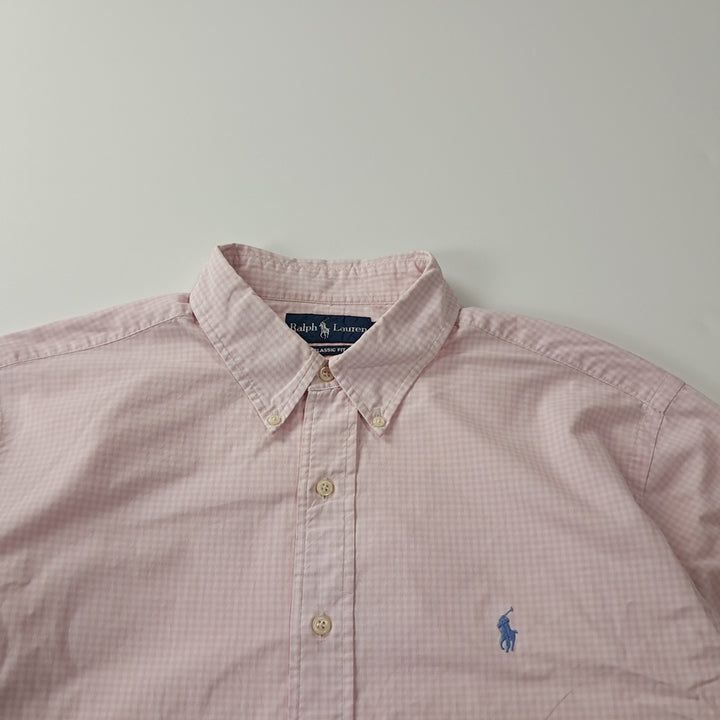 [SOLD OUT] CJ610 3XL 폴로 베이비핑크 마이크로체크 셔츠 남방